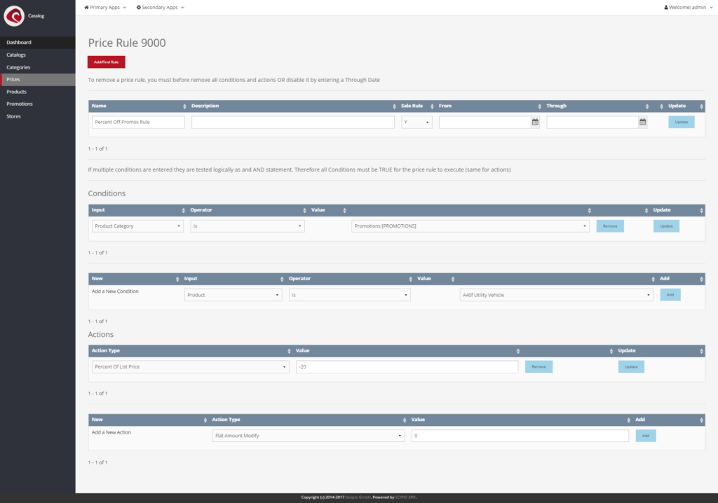 SCIPIO Catalog Manager Price Rule 9000